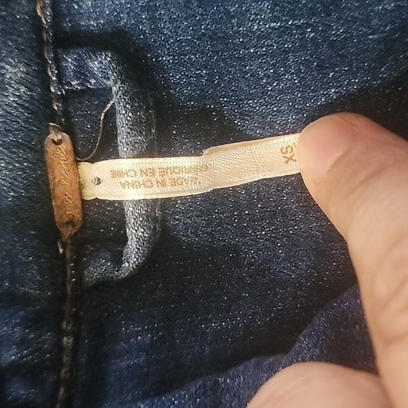 Free People Military Band Denim Jacket in Vintage Blue Moto Jacket Size XS - Picture 14 of 15